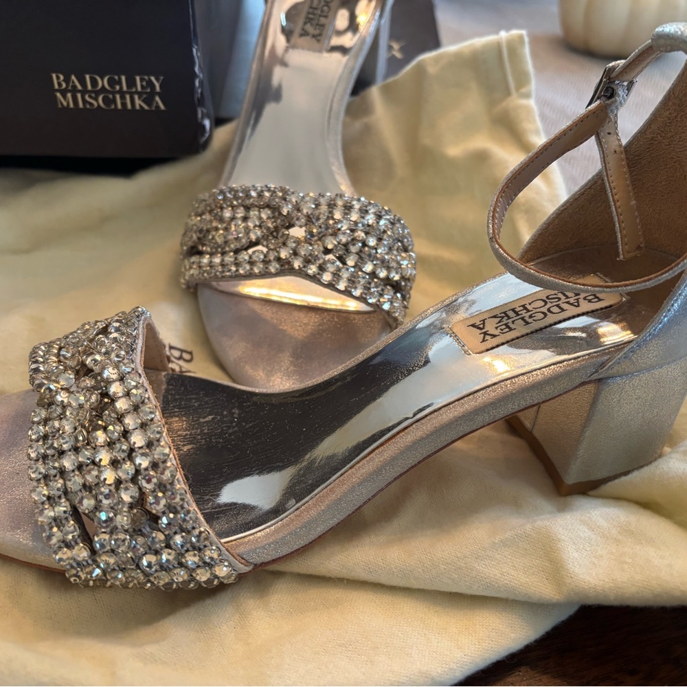 Badgley Mischka Glittering Silver Heels